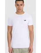 4F Tricou barbati slim fit - pachet de 2 - alb - bumbac