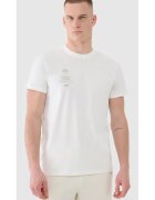 4F Tricou Barbati Sportstyle - 100% Bumbac - Crem - Marimi S-3XL - Imprimeu Athletic - SS25