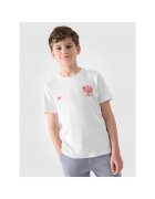 4F Tricou Copii Junior Suporter - Bumbac 100% - Regular Fit - Model Unisex - Imprimeu Vultur - Culoare Neutra - Ideal Sport/Casual