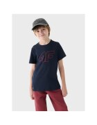 4F Tricou copii model TTSHM1627 - bumbac - albastru marin - croiala regulata - imprimeu modern