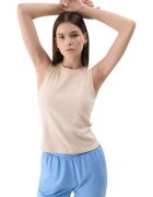 4F Tricou dama fara maneci - bumbac - bej