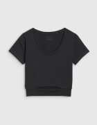 4F Tricou dama scurt - negru - bumbac - Negru