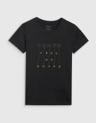 4F Tricou Femei Negru Bumbac Imprimeu Hawaiian - Sportstyle - Negru