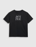 4F Tricou negru dama din bumbac - Negru