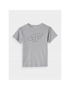 4F Tricou Oversized pentru fete - gri - bumbac - croiala lejera