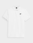 4F Tricou polo barbat M366 - bumbac - alb - croiala regulata