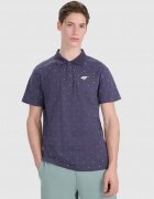 4F Tricou polo barbati gri - 100% bumbac - croiala regulata - imprimeu integral