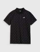 4F Tricou polo barbati - negru - 100% bumbac - croiala regulata - imprimeu integral