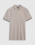 4F Tricou polo barbati - regular - gri - bumbac