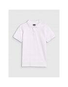 4F Tricou polo unisex alb - bumbac - croiala obisnuita - guler cu nasturi