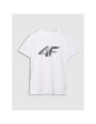 4F Tricou sport barbatesc alb - bumbac 100% - maneca scurta