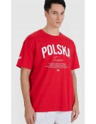 4F Tricou Unisex Bumbac Imprimeu "POLSKA" - Rosu - Sportstyle - Marimi XS-