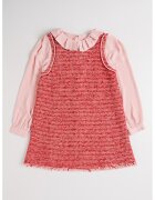 Abel & Lula Rochie cu model 2in1 si guler Peter Pan - Rosu/Roz deschis