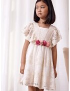 Abel & Lula Rochie evazata cu maneci butterfly - Crem