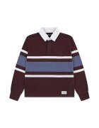 Abercrombie & Fitch Bluza polo in dungi - Alb/Albastru pastel/Violet pruna