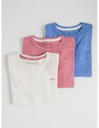 Abercrombie & Fitch Set de bluza din amestec de bumbac cu decolteu la baza gatului - 3 piese - Gri deschis melange/Roz/Albastru