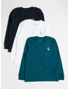 Abercrombie & Fitch Set de bluze din amestec de bumbac cu decolteu la baza gatului - 3 piese - Alb/Verde/Negru