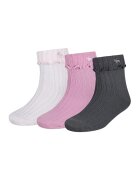 Abercrombie & Fitch Set de sosete scurte cu margini valutite - 3 perechi - Alb/Gri/Roz
