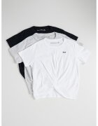 Abercrombie & Fitch Set de tricouri uni cu detaliu innodat - 3 piese - Alb/Negru/Gri deschis melange