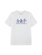 Abercrombie & Fitch Tricou cu imprimeu logo - Alb/Negru/Albastru royal