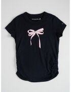 Abercrombie & Fitch Tricou cu imprimeu si insertie elastica laterala - Negru/Roz
