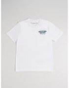 Abercrombie & Fitch Tricou cu imprimeu text contrastant pe spate - Alb/Albastru petrol