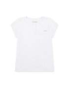 Abercrombie & Fitch Tricou striat cu decolteu henley - Alb optic