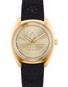 adidas Ceas barbatesc - inox - 39 mm - curea sintetica - negru/auriu - rezistenta la apa 5 ATM