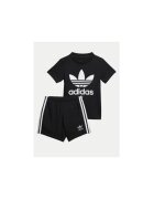 adidas Compleu din bumbac cu tricou si pantaloni scurti - Negru