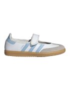 adidas Originals Balerini Samba din piele cu bareta cu inchidere velcro - Alb optic/Albastru deschis