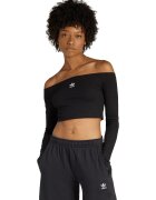 adidas Originals Bluza crop cu decolteu pe umeri - Negru
