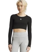 adidas Originals Bluza crop slim fit striata - Negru