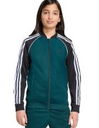 adidas Originals Bluza de trening cu fermoar si broderie logo - Alb/Negru/Verde inchis
