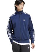 adidas Originals Bluza de trening cu fermoar si guler inalt Firebird - Albastru inchis/Alb optic