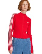 adidas Originals Cardigan slim fit cu fermoar - Alb/Rosu vermillion