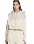 adidas Originals Hanorac crop cu fermoar si snur - Crem