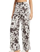 adidas Originals Pantaloni evazati cu model si talie inalta - Alb fildes/Maro