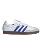 adidas Originals Pantofi sport din piele cu garnituri din piele intoarsa Samba - Alb/Gri deschis/Albastru royal