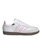 adidas Originals Pantofi sport din piele si piele intoarsa Samba OG - Gri deschis/Alb optic/Roz pal