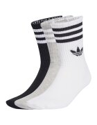 adidas Originals Set de 3 perechi de sosete lungi unisex cu detaliu logo - Alb/Negru/Gri melange
