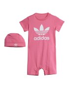 adidas Originals Set de salopeta si caciula - Alb/Roz pastel