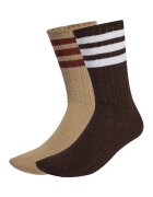 adidas Originals Set de sosete lungi unisex din amestec de in cu dungi - 2 perechi - Alb/Maro inchis