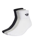 adidas Originals Set de sosete scurte unisex cu imprimeu logo lateral - 3 perechi - Alb/Negru/Gri