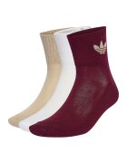 adidas Originals Set de sosete scurte unisex cu imprimeu logo lateral - 3 perechi - Alb/Visiniu/Bej
