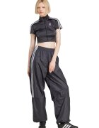 adidas Originals Tricou crop cu logo si fermoar - Negru