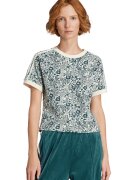 adidas Originals Tricou cu model floral - Alb fildes/Albastru petrol