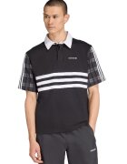 adidas Originals Tricou polo cu maneci cu model in carouri si model 2-in-1 - Alb/Negru