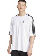 adidas Originals Tricou supradimensionat din bumbac cu detalii logo - Alb/Gri inchis