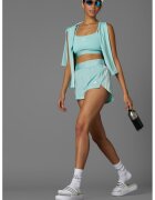 Adidas PERFORMANCE Pantaloni scurti cu talie inalta pentru fitness - Alb optic/Albastru glaciar