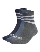 Adidas PERFORMANCE Set de sosete scurte unisex in dungi - 3 perechi - Gri inchis melange/Bleumarin